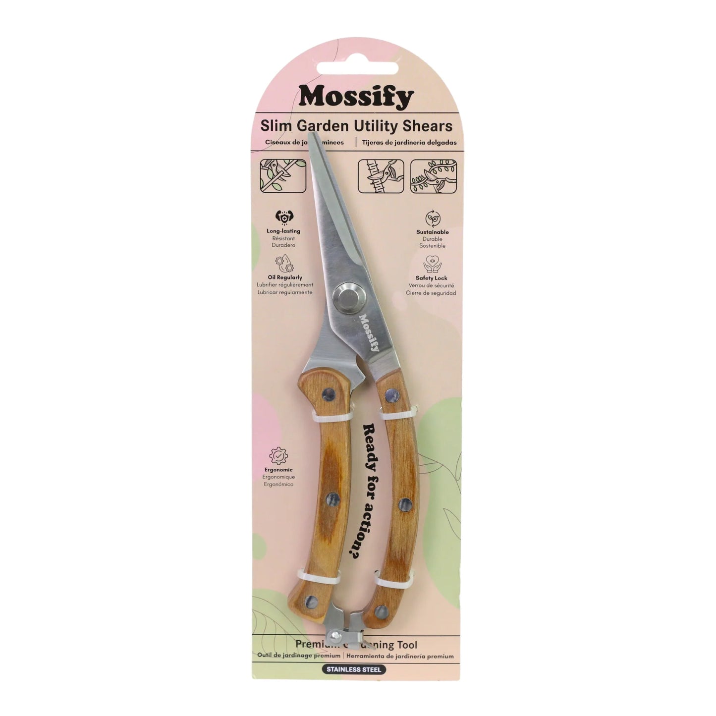 Mossify Slim Garden Utility Shears, stainless steel pruning shears for indoor and outdoor houseplants