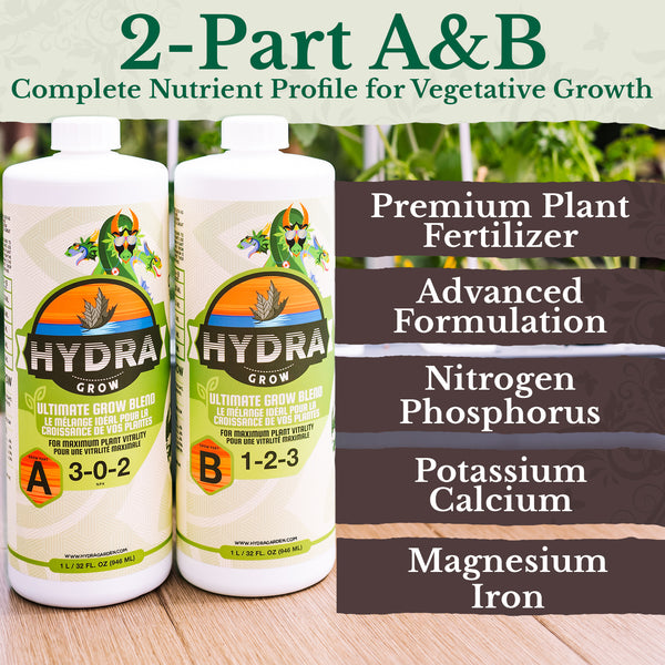 Nutriments de culture HydraGrow A &amp; B (250 ml / 8 oz)